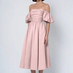 Jenny Yoo Regina Dress Powder Pink Puff Sleeve Bridemaid Formal Dress